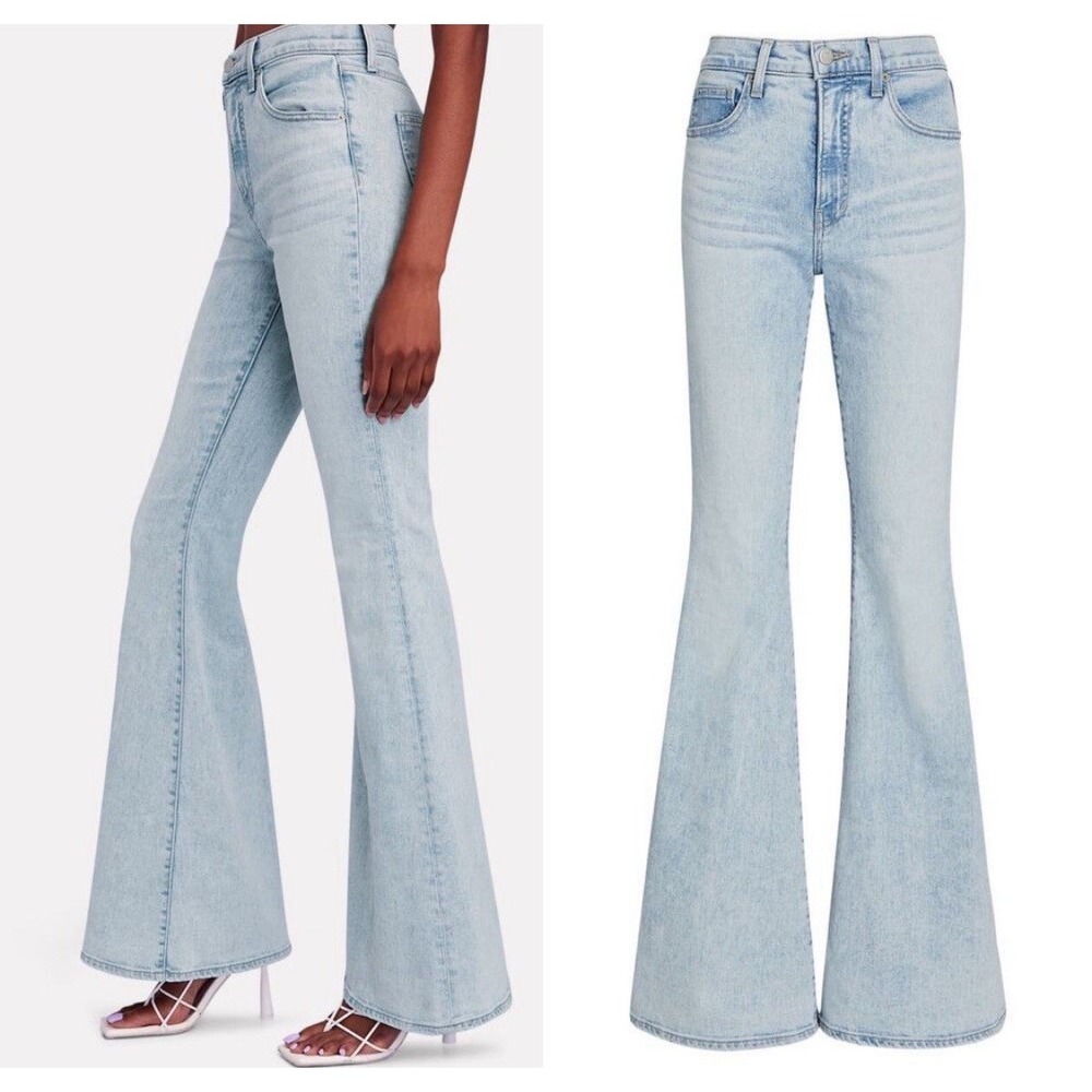 Veronica Beard Sheridan Blue Jeans Exaggerated Flare In Sky Stretch Size 29 $398